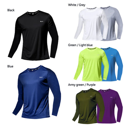 Men's Summer Ice Silk Long Sleeve T-Shirt – Quick Dry, Breathable Sun Protection for Outdoor Running