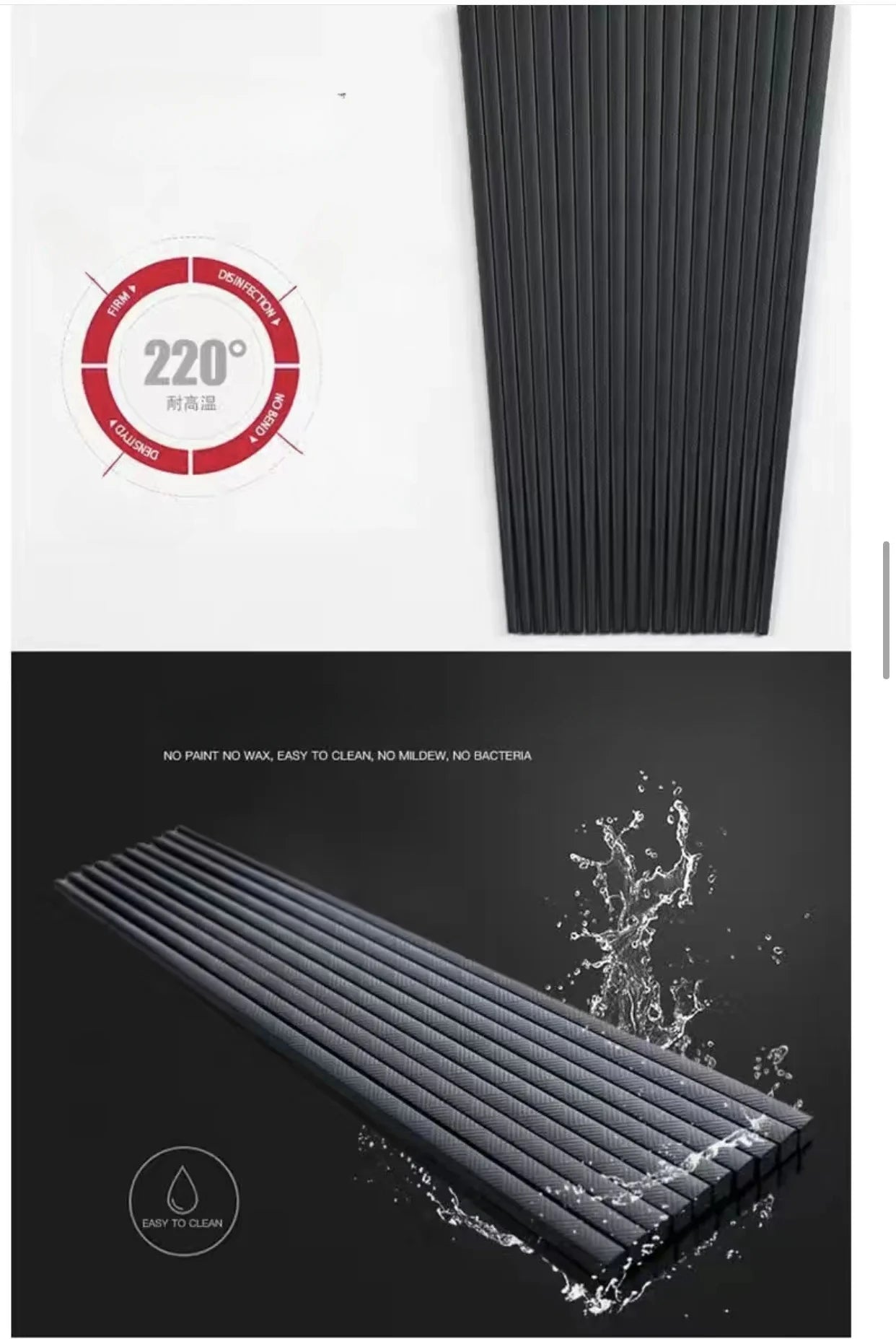 Reusable Black Alloy Chinese Chopsticks – Food Grade, Safe Bamboo, High-Temperature Sterilizable Sushi Sticks