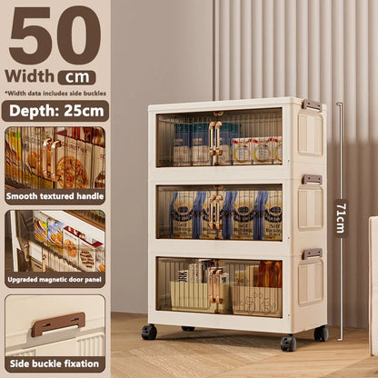 Installation-Free Foldable Storage Cabinet – Plastic Organizer for Kids’ Clothes & Snacks
