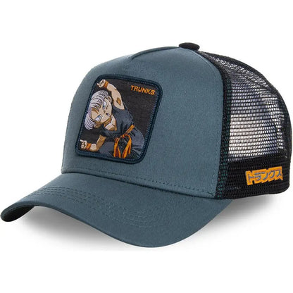 Dragon Ball Son Goku Embroidered Cap - Adjustable Hip Hop Trucker Mesh Sun Visor Hat for Men & Travel