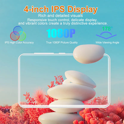Famue BF12 4-Inch MP4 Player - 1080P Android 10 Media Player with Wi-Fi, Bluetooth & Google Play Store