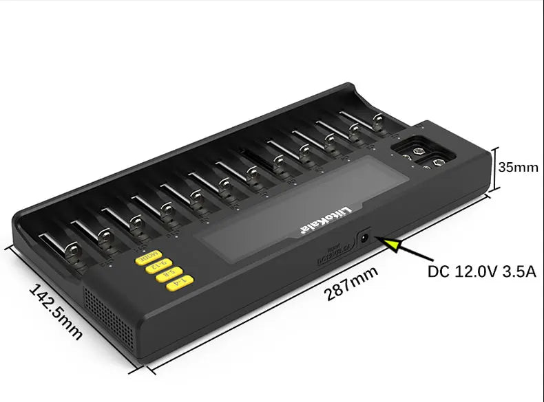 LiitoKala Lii-S12/Lii-S8 Battery Charger – LCD 18650, 21700, 26650, 26700, 20700, 18350, 9V IMR, NiMH/Cd, AA & AAA Rechargeable Batteries