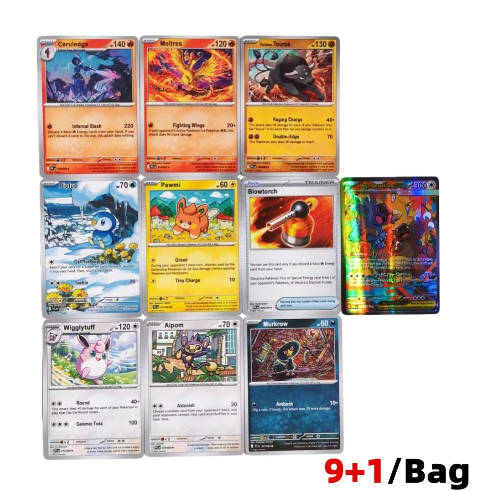Pokémon Mega Evolution Phantasmal Flames TCG Cards – English 9+1 Booster Pack Trading Card Collection Set