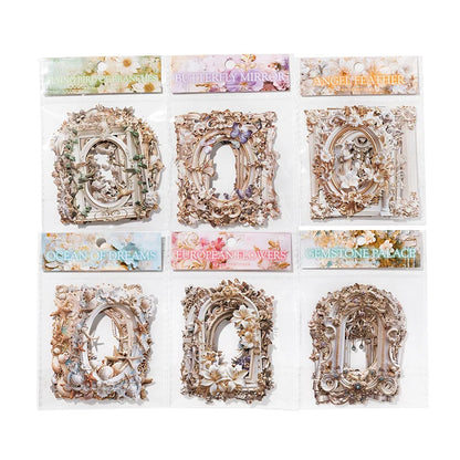 10 Pcs 3D Hollow Frame Card Paper for DIY Scrapbooking, Handmade Diary & Junk Journal Accessories
