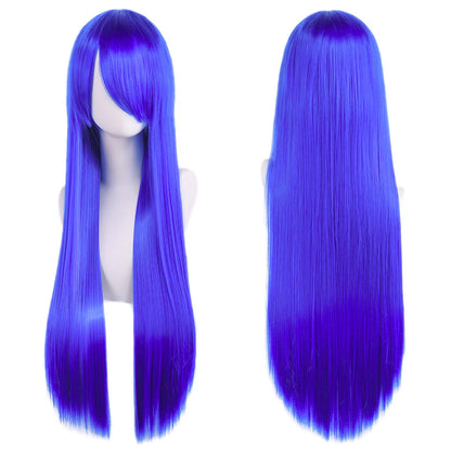 80cm Long Cosplay Wig - Synthetic Straight Hair with Bangs for Lolita Anime Costume Party Styling