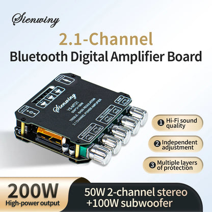YS-MT21 Bluetooth Audio Amplifier Board - 2.1 Channel 200W Hi-Fi Stereo Bass & Treble EQ
