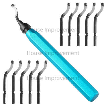 11-Piece Deburring Tool Set - High-Speed Steel Swivel Blades for Metal, Plastic, PVC, Copper, Aluminum & Resin