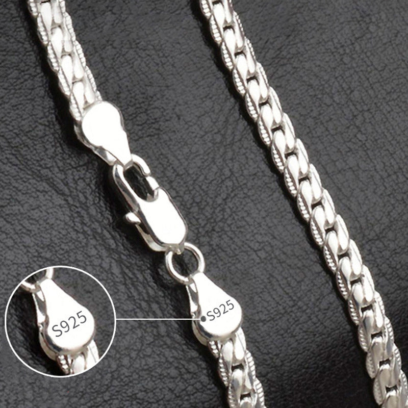 18K Gold/Silver 6mm Full Sideways Necklace – 8/18/20/24 Inch Chain for Women & Men, Fashion Wedding & Engagement Jewelry
