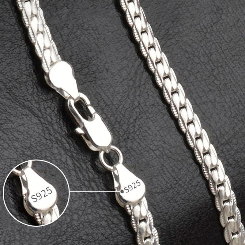 18K Gold/Silver 6mm Full Sideways Necklace – 8/18/20/24 Inch Chain for Women & Men, Fashion Wedding & Engagement Jewelry