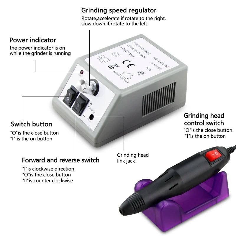 35,000/20,000 RPM Electric Nail Drill Machine – Professional Manicure & Pedicure File with Mill Cutter Sets for Nail Tips