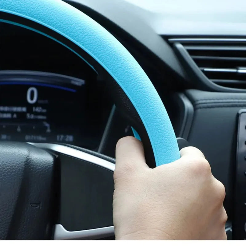 Breathable Silicone Steering Wheel Cover - Non-Slip Universal 38cm Car Wheel Protector for Summer Driving Comfort