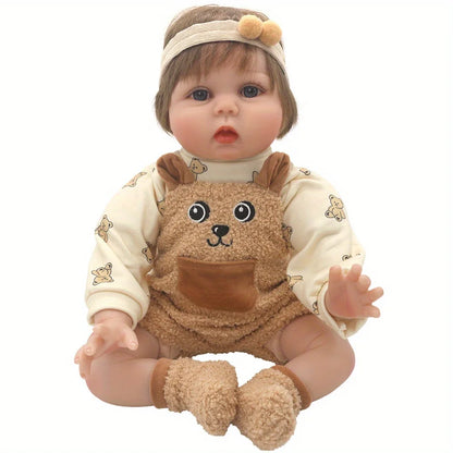 Brown Bear Suspender Pants Suit for 22-inch (55cm) NPK Silicone Dolls – Doll Clothes Outfit