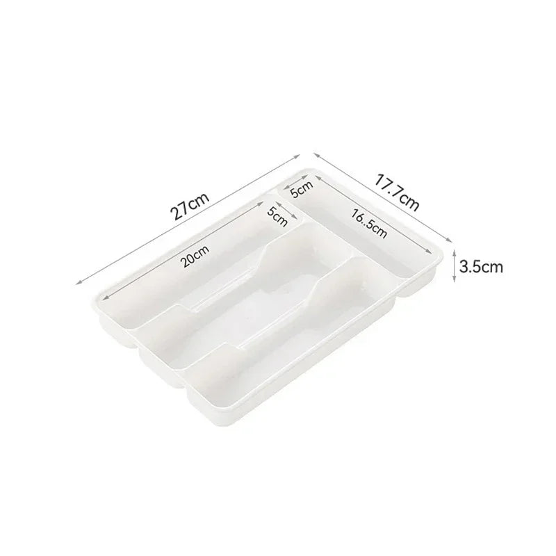 4/5 Compartments Cutlery Organizer Tray – Easy-Clean Drawer Divider for Spoon, Fork & Kitchen Utensils