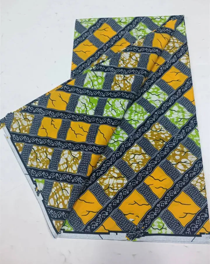 African Wax Print Fabric 6 Yards - Ghana Kente Design Ankara Kitenge Pagne