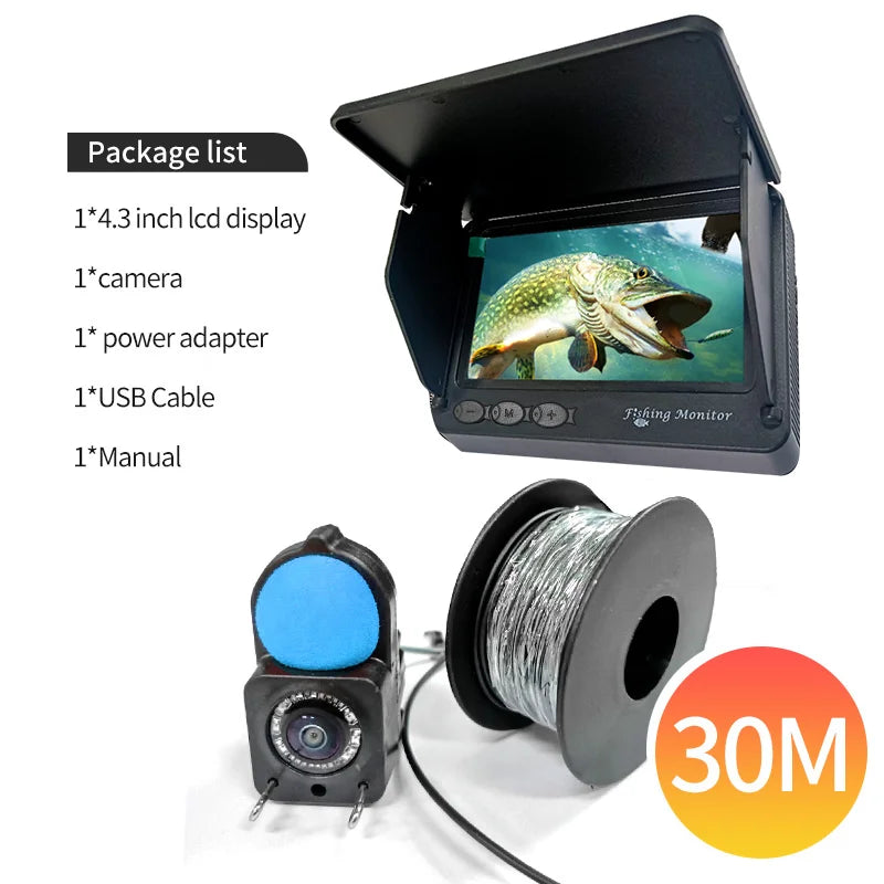 Portable Fish Depth Finder – Handheld 1080P 4.3 Inch LCD Fishing Camera with 120° Underwater View & Night Vision