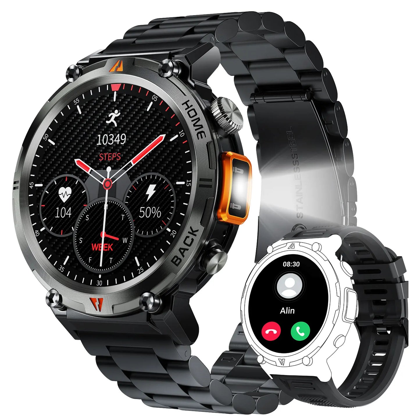 EIGIIS KE3 Smartwatch for Men – 3ATM Waterproof, Bluetooth Call, Health Monitor, Flashlight, 100+ Sports Modes