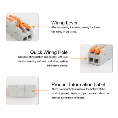10PCS Mini Fast Wiring Cable Connectors – Universal Compact Electrical Splitter & Push-In Home Terminal Block
