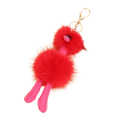 Cute Doll Ostrich Plush Pendant Keychain – Colorful Fur Ball Backpack Key Ring, Creative Gift for Women 2025 Xmas & New Year