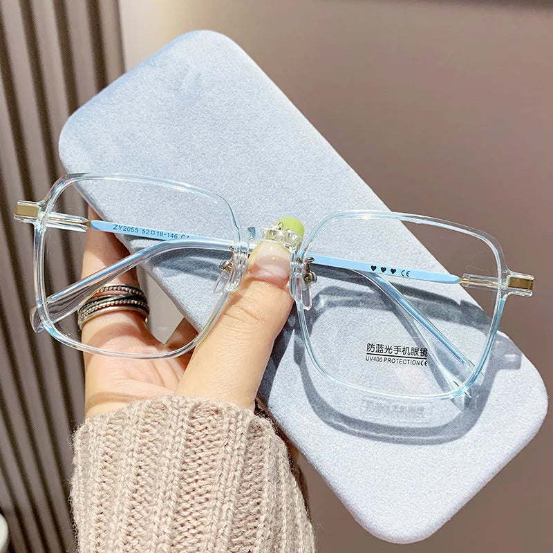 Trendy Reading Glasses for Women — Anti Blue Light Presbyopia Eyewear, High-Definition Transparent Frame, Unisex Eyeglasses