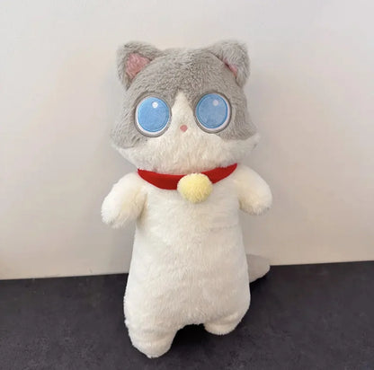 Kawaii Siamese Cat Plush Toy – Long Oblong Orange & Black Kitten Nap Pillow for Kids, Bed Decor & Hug Cushion