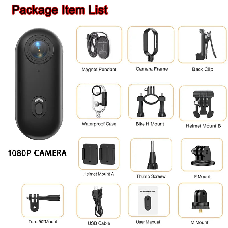 4K Mini Outdoor Sports Camera — Helmet-Mounted Motorcycle & Bicycle Action Camera for MTB and Professional Filming