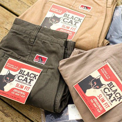 100% Cotton Heavyweight Men's Workwear Pants - Retro Slim Straight Casual Trousers