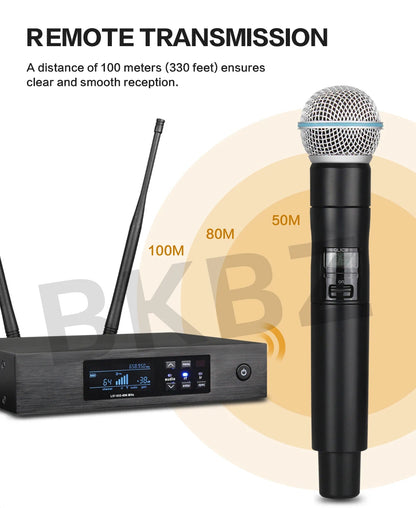 QLXD4 Beta58A Wireless Microphone — 500/600MHz UHF Professional Handheld Mic for Stage, Karaoke & Singing Performance
