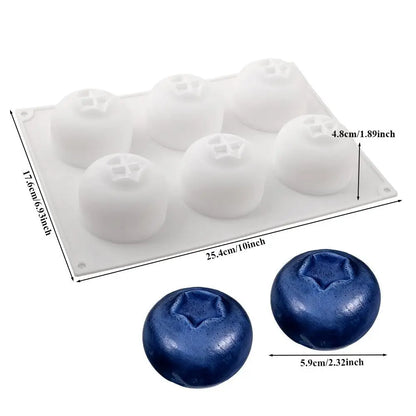 Blueberry Mousse Cake Silicone Mold – 1/6-Cavity Fruit-Shaped Baking Mold for Chocolate, Pudding, and Desserts