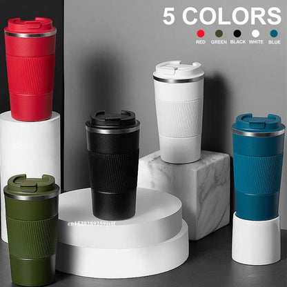 380ml/510ml Stainless Steel Coffee Mug – Thermal Travel Mug, Non-Slip Insulated Bottle for Car & Cafe