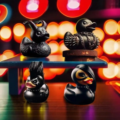 7-Piece Goth Duck Decor Set - Whimsical Punk Duck Garage Kits, Gothic Collectibles & Unique Gifts