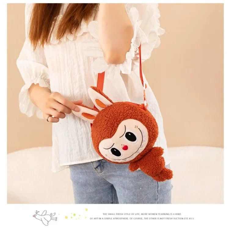 30cm Labubu Cartoon Cute Doll Backpack – Shoulder Crossbody Toy Pouch for Outdoor Travel, Christmas Gift