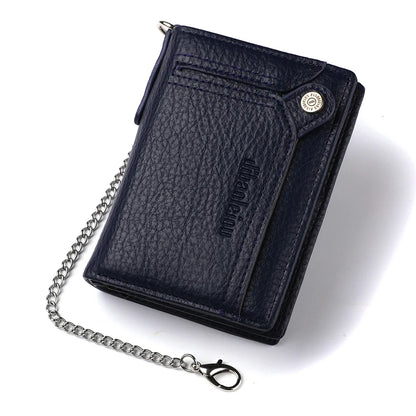 Men’s Multifunctional PU Leather Wallet – Large Capacity Credit Card Holder Purse with Chain Strap