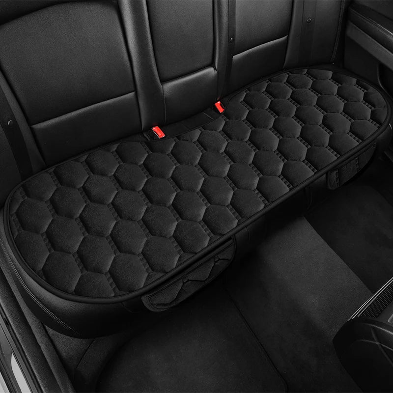 Winter Plush Car Seat Cushion Set - Warm Anti-Slip Grid Seat and Backrest Covers, 3-Piece Set for Cold Weather Comfort