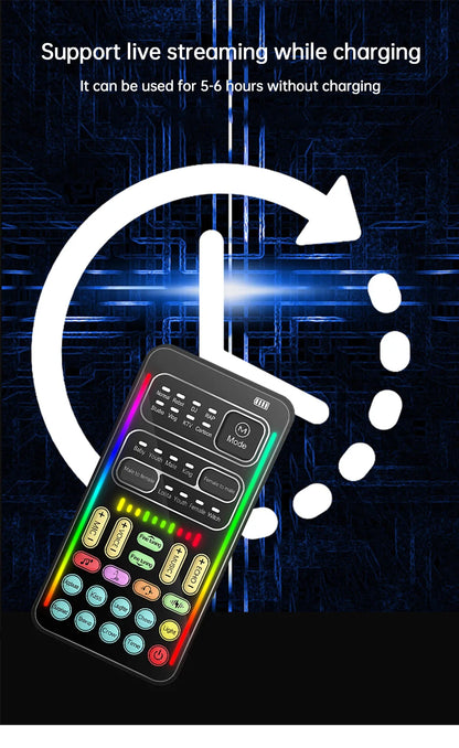 i9 Mini Voice Changer Sound Card – Bluetooth-Compatible Live Audio Mixer with Multiple Effects & Mic Support
