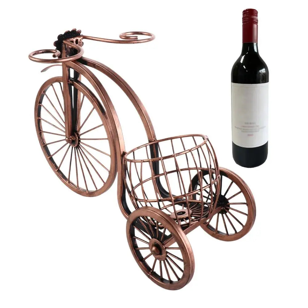 Creative Metal Wine Rack – European Retro Tricycle Bike Design for Wine Display, Storage Organizer Shelf, Kitchen & Home Decor