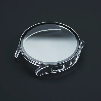 Samsung Galaxy Watch Tempered Glass Screen Protector Case - Full Bumper PC Cover for Galaxy Watch 7/6/5/4/FE 40mm & 44mm