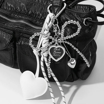 Bow Bag Keychain - Heart Charm Phone Strap Braided Pendant