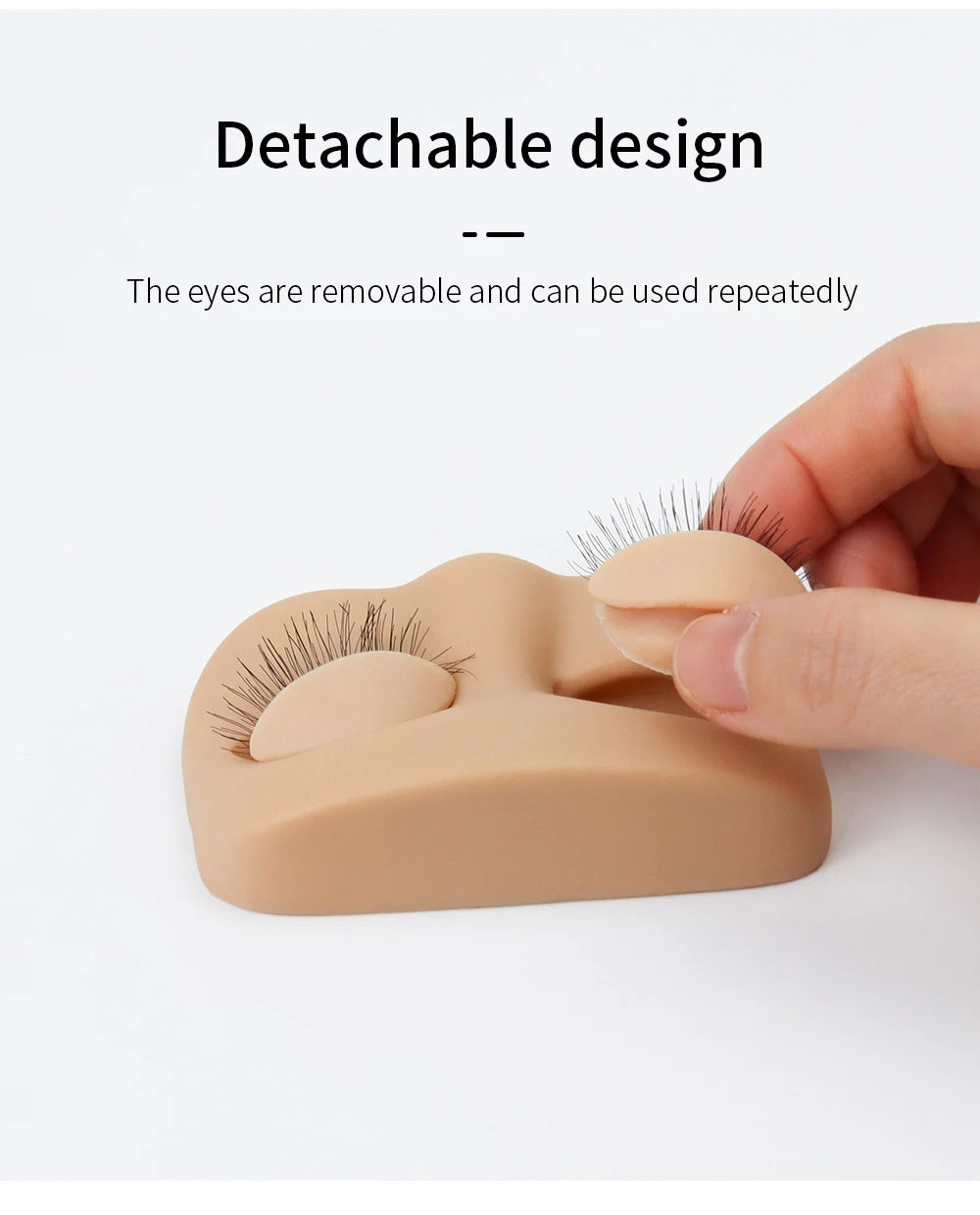 GLAMLASH Mini Lash Practice Head – Flat Model for Eyelash Extension Training with Removable Replacement Eyelids
