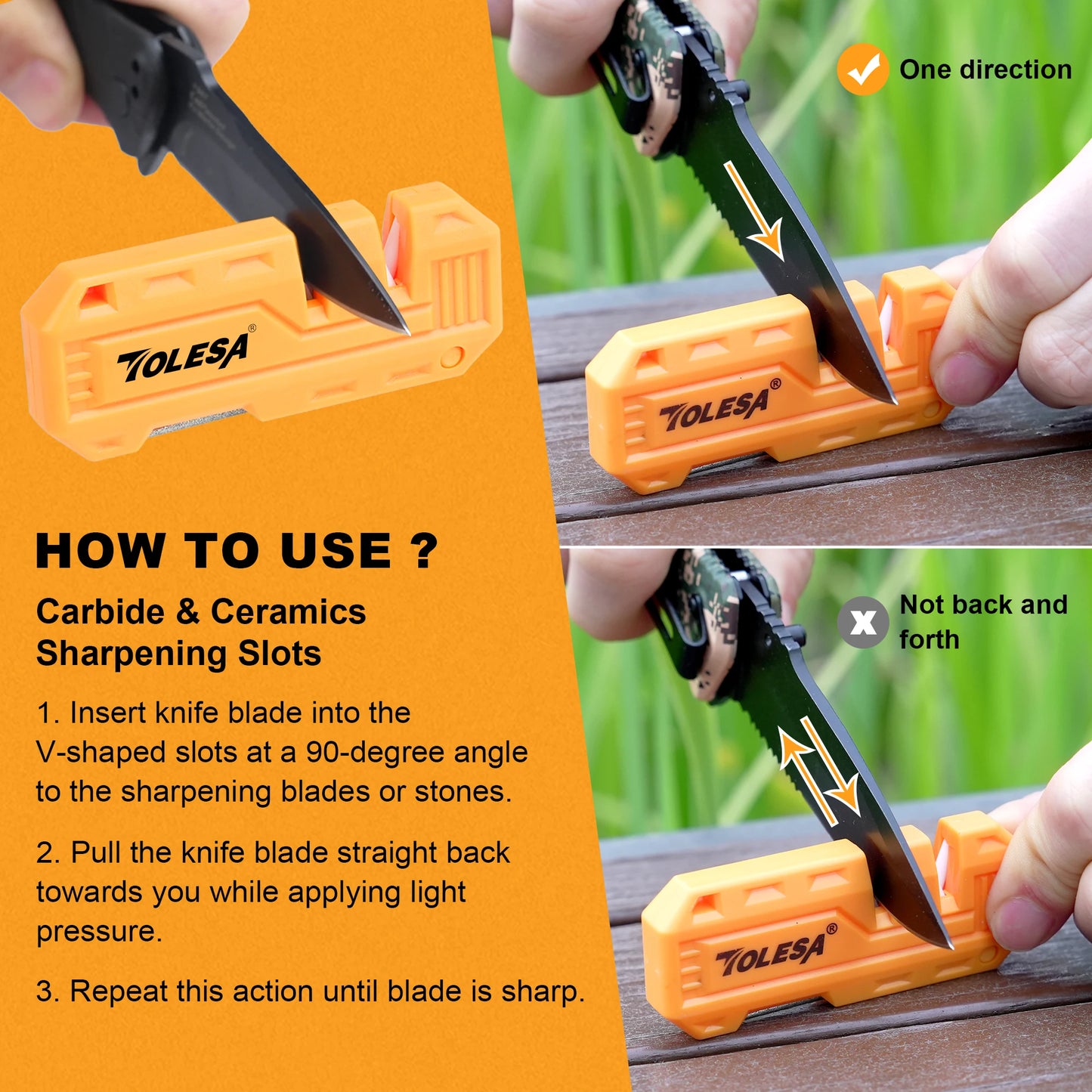 TOLESA Mini Knife Sharpener - 2-in-1 Pocket Whetstone with Diamond Rod for Outdoor and Kitchen Tools