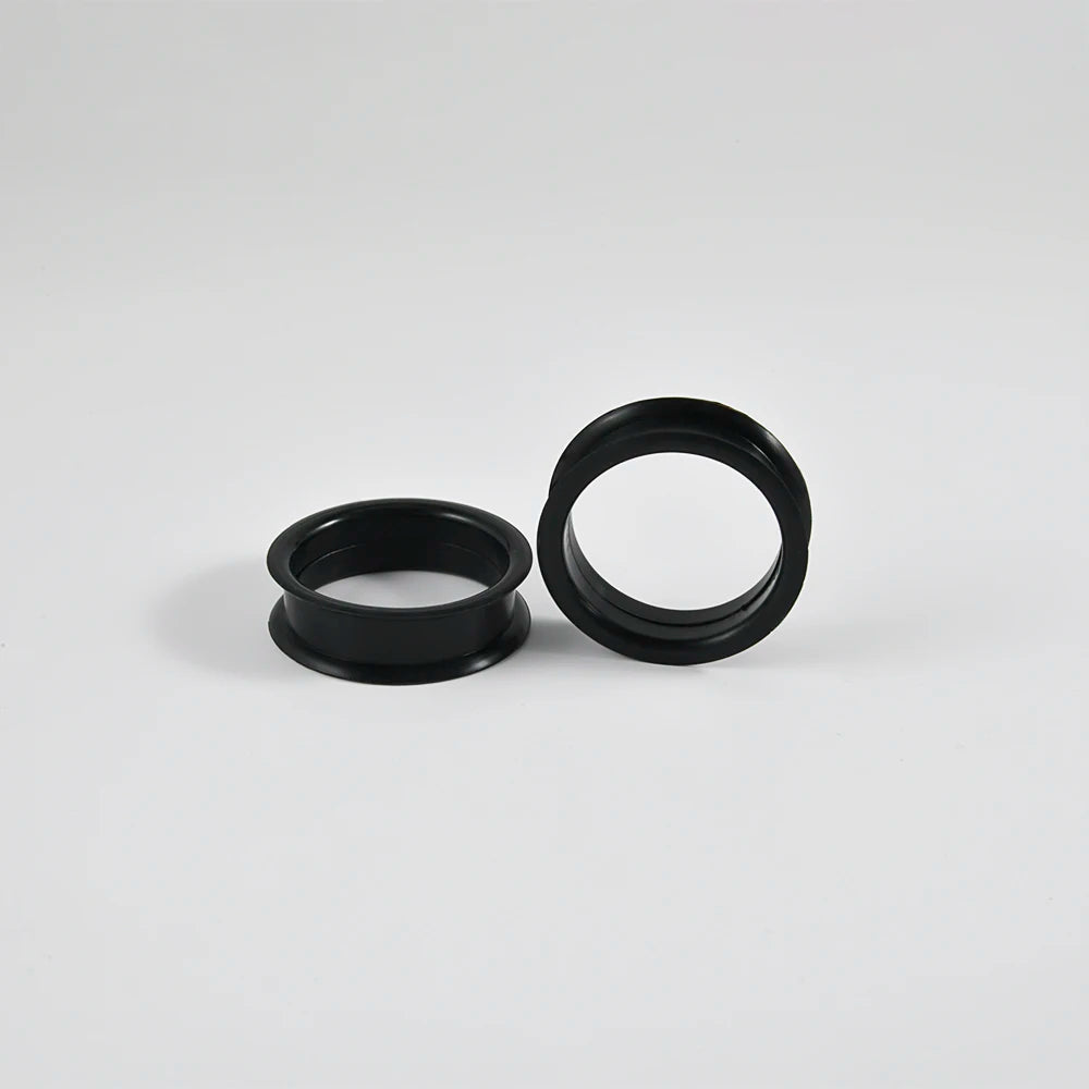 Pair of Supersize Black Silicone Double Flared Ear Tunnel Plugs — Flesh Gauge Expander Stretchers for Piercing