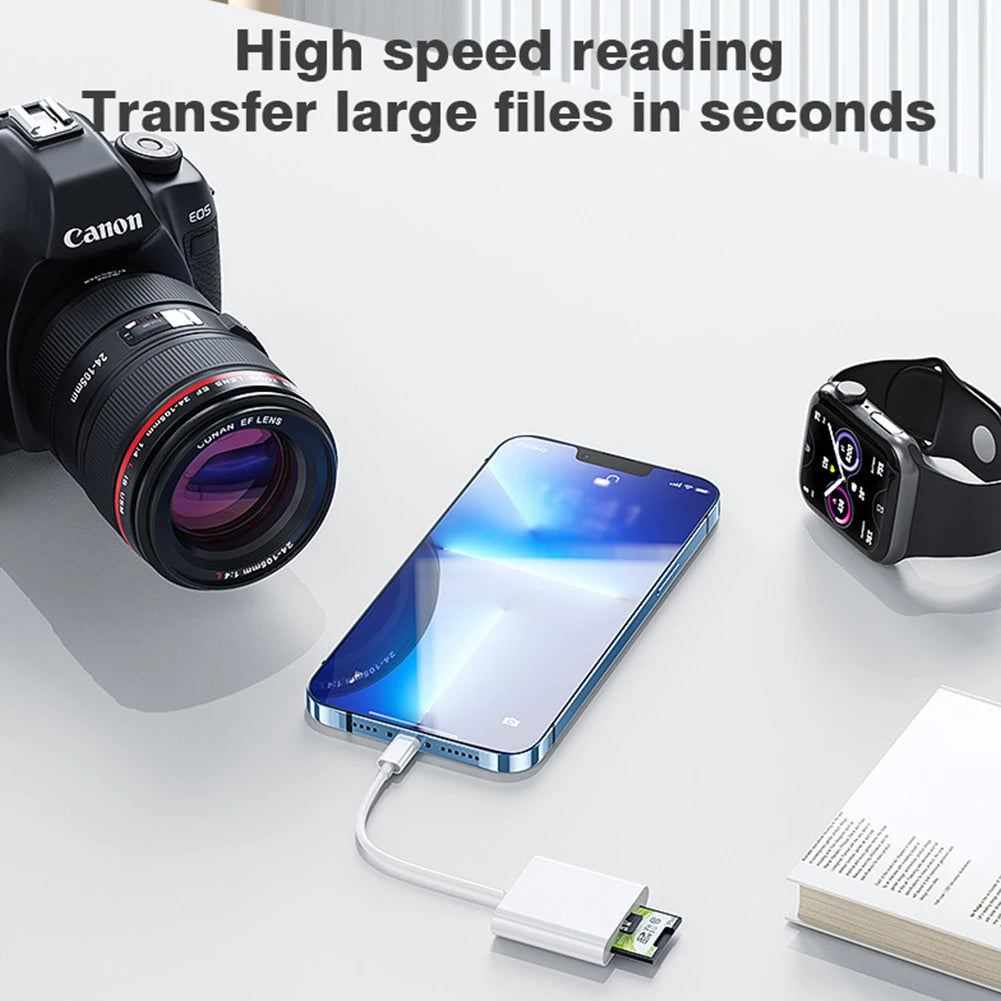 Byscoon 2-in-1 USB Lightning to TF/SD Card Reader – OTG Adapter for iPhone 14/13/12 Pro Max, Camera & Data Converter