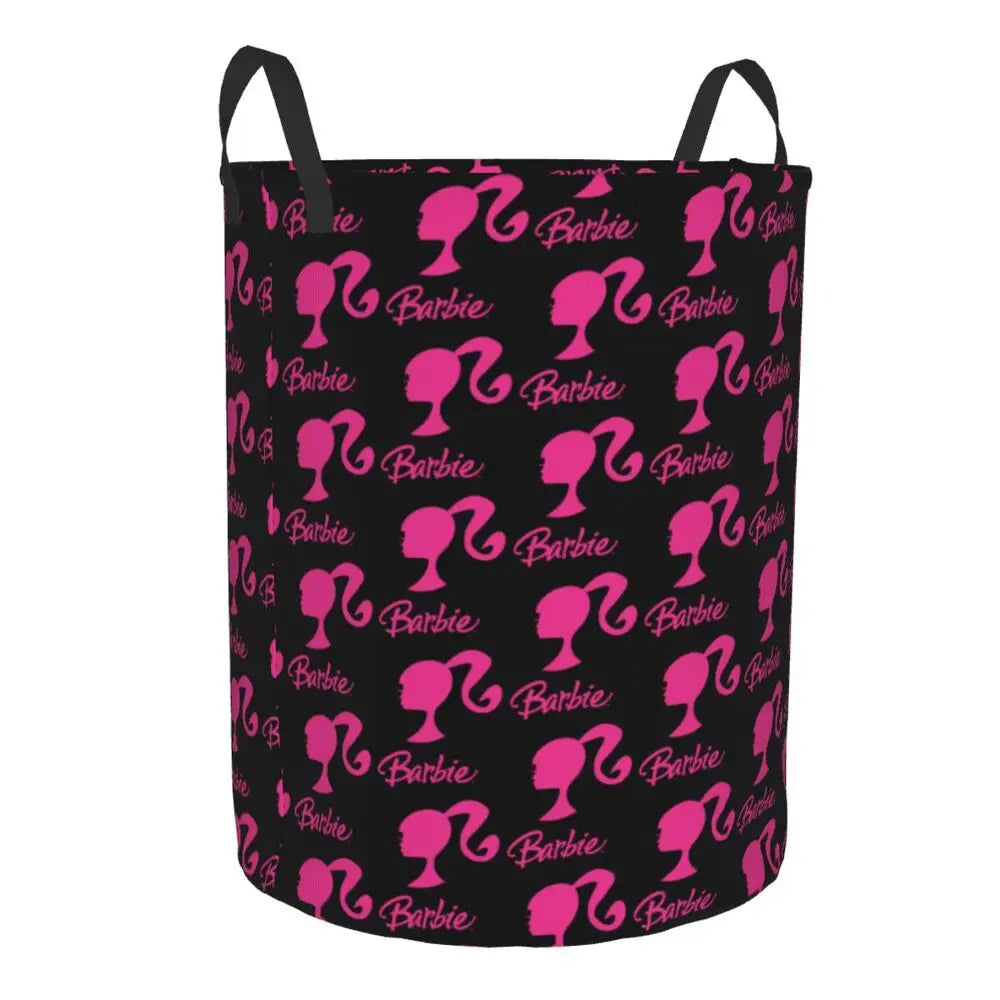 Custom Barbie Logo Laundry Basket – Collapsible Large Capacity Clothes Storage Bin, Disney Baby Hamper