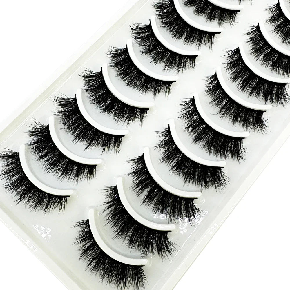 5/10 Pairs 3D Mink False Eyelashes – Wispy Handcrafted Full Strip Short Natural Lashes for Makeup