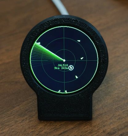 USB-C DeskRadar ADS-B Flight Tracker - Live Aircraft Tracking Gadget with Sonar Grid Display & 3D-Printed Case Decor