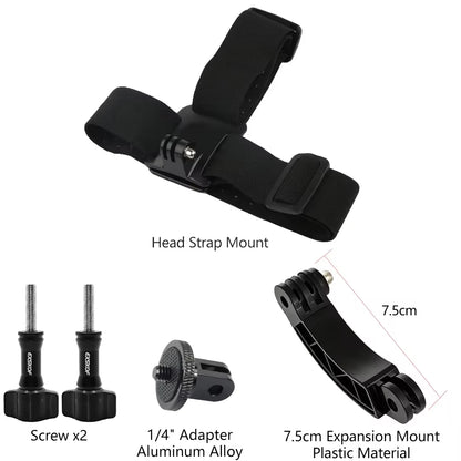 Action Camera Accessories Kit - Adjustable Head Strap & Chest Mount Holder for GoPro, DJI, Insta360 & More