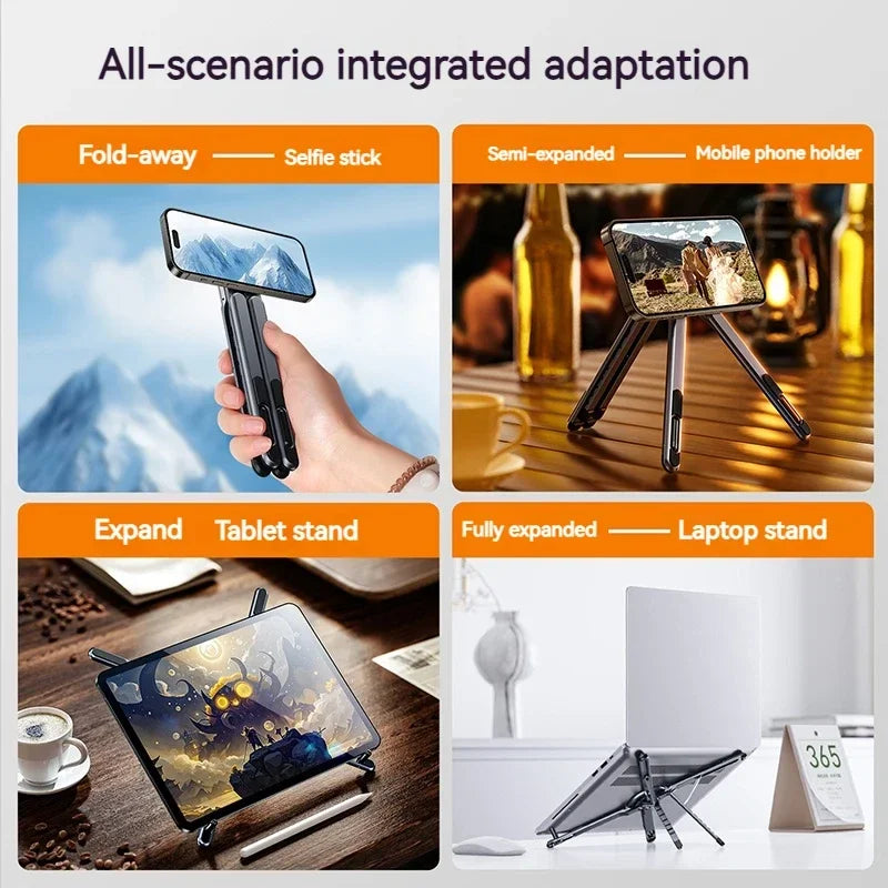 Foldable Magnetic Laptop Stand - Adjustable Aluminum Alloy Holder for Notebooks, Phones, and Tablets with Heat Dissipation