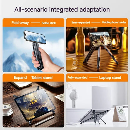 Foldable Magnetic Laptop Stand - Adjustable Aluminum Alloy Holder for Notebooks, Phones, and Tablets with Heat Dissipation