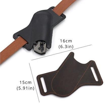 Leather Folding Knife Sheath with Waist Belt Clip - Anti-Scratch Holder for Pocket Knives and Tools, Ideal for Camping