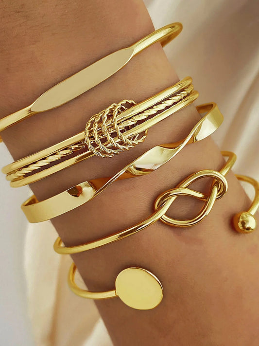 5Pcs IPARAM Punk Multilayer Adjustable Twist Bracelet Set for Women – Elegant Sparkling Bangles & Couple Gift Jewelry