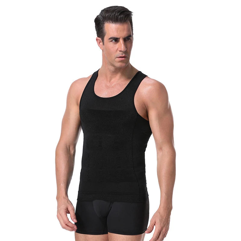 Men’s Slimming Shapewear Corset Vest — Compression Tummy Control Waist Cincher Sports Shirt